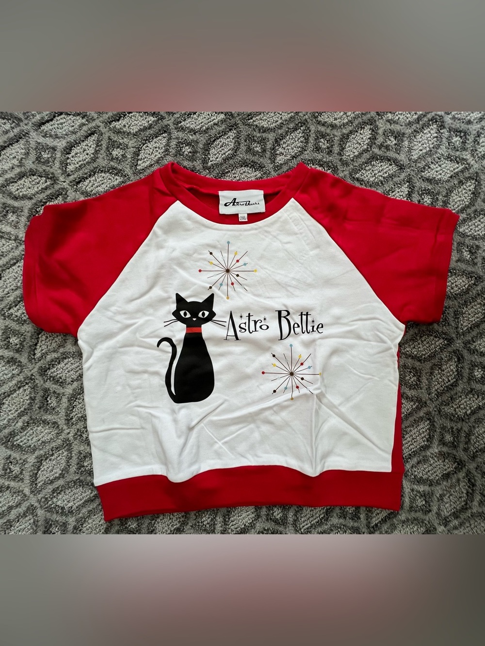 Astro Bettie Red & White Knit Atomic Cat top